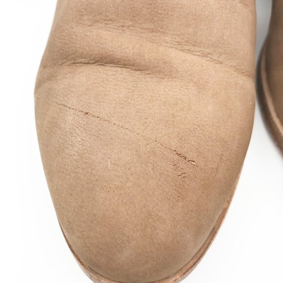 EILEEN FISHER Tan Leather Pointed Toe Slip On Block Heel Ankle Boots Womens 8.5 - Picture 7 of 11